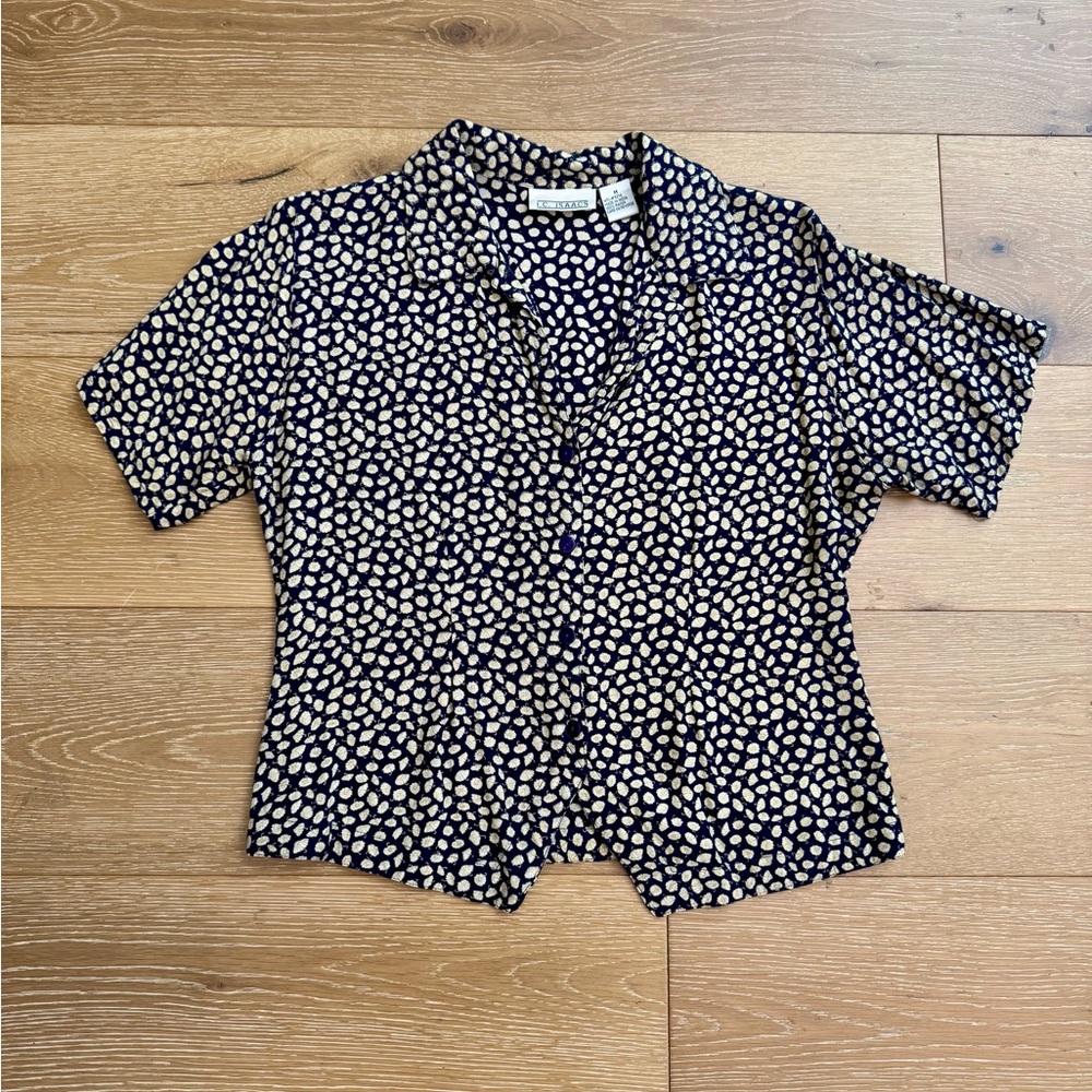 Vintage short-sleeve patterned button-down shirt
